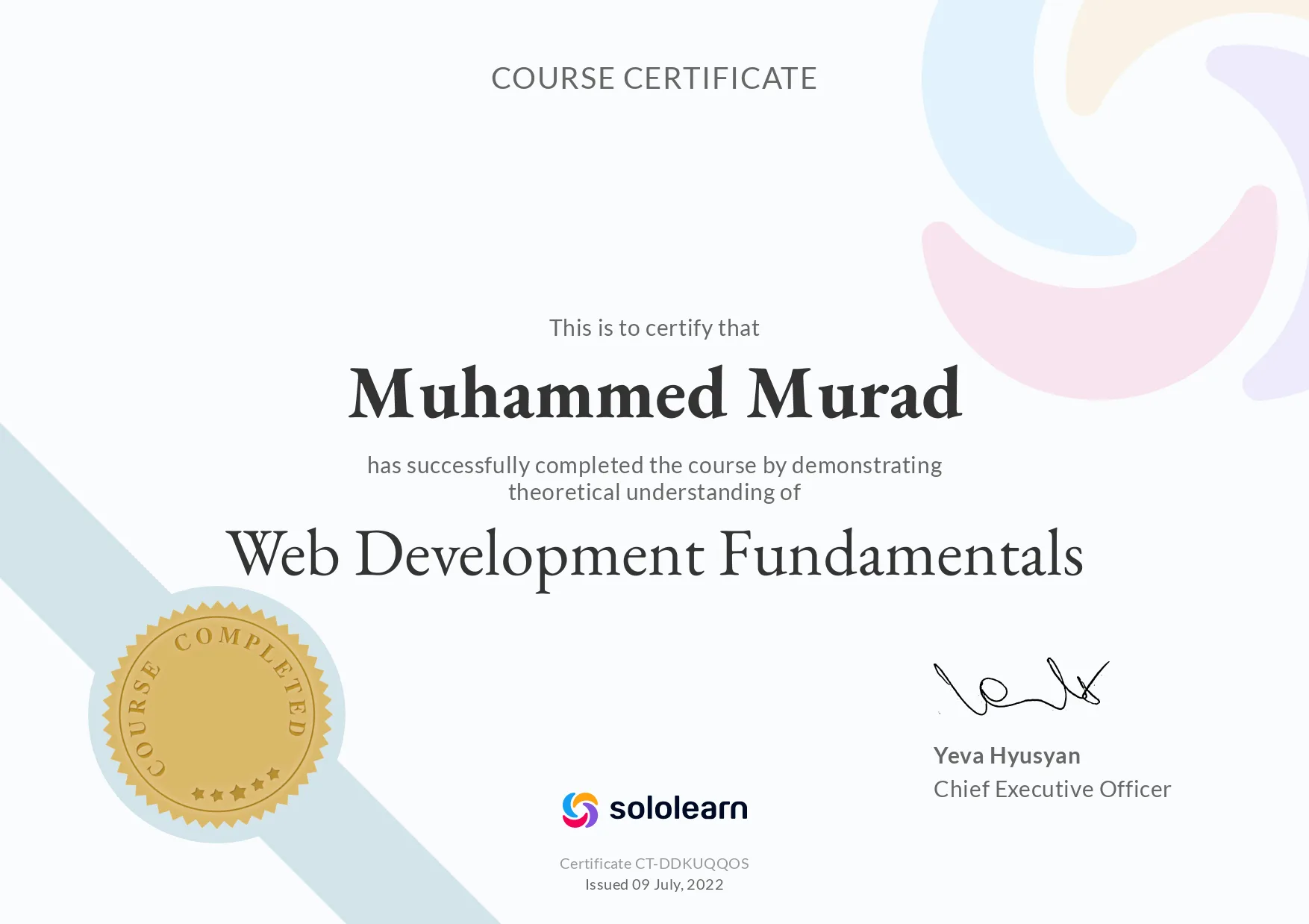 صورة شهادة Web Development Fundamentals