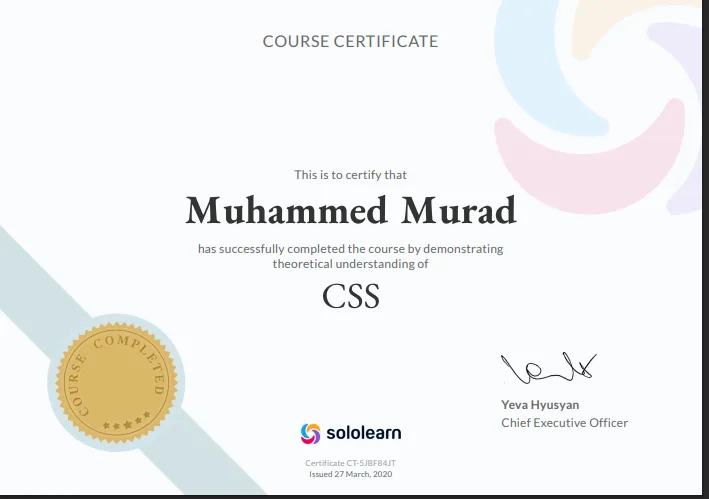 صورة شهادة CSS